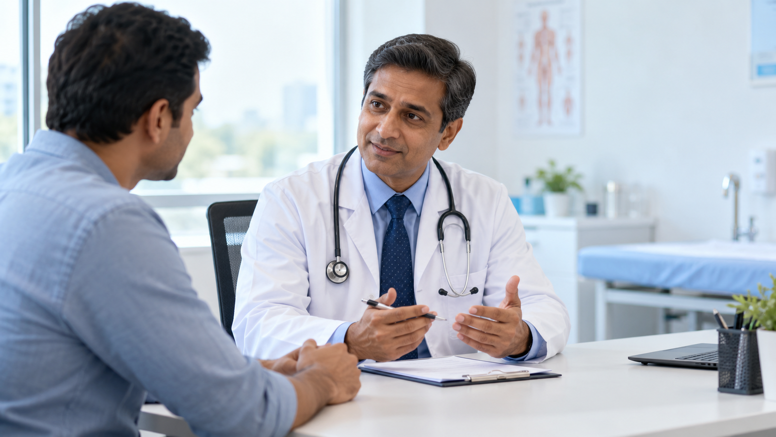 Doctor listening to a patient during a private consultation
